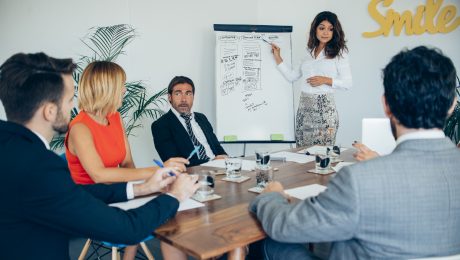 Businesswoman showing her strategy